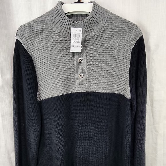 NEW International Concepts gray and black button up sweater, size Large. - Picture 1 of 10